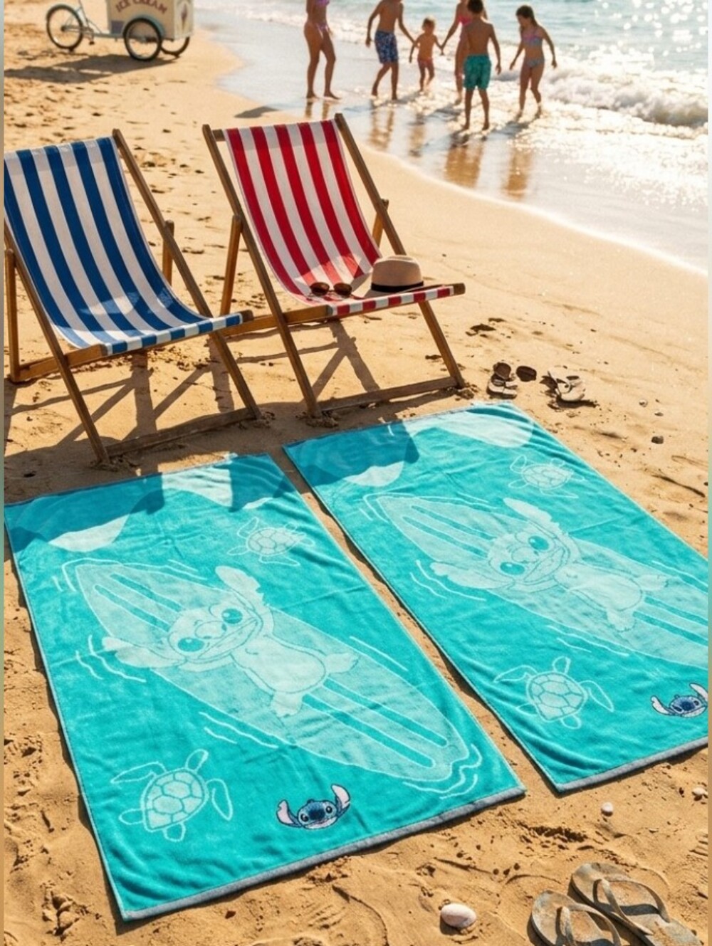 Disney Stitch Teal Surf & Turtle Beach Towel X2